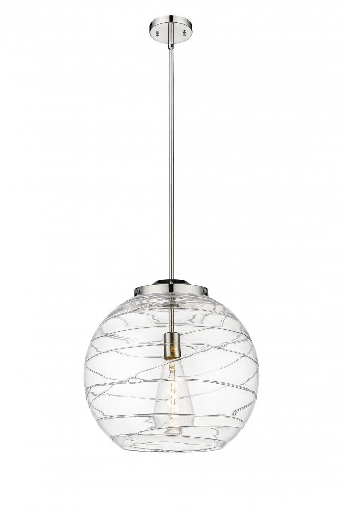 Athens Deco Swirl - 1 Light - 16 inch - Polished Nickel - Cord hung - Pendant