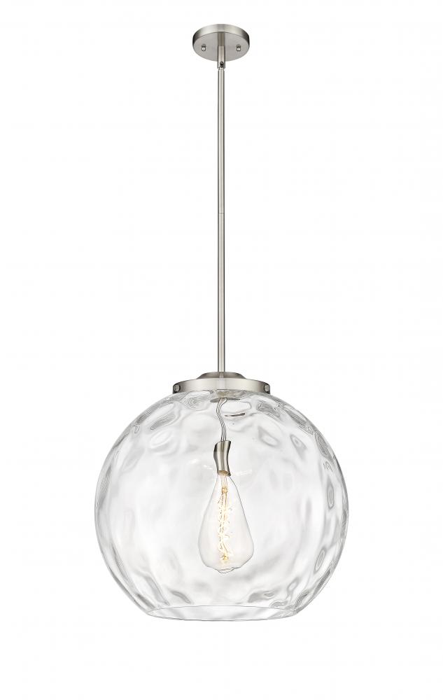 Athens Water Glass - 1 Light - 18 inch - Brushed Satin Nickel - Stem Hung - Pendant