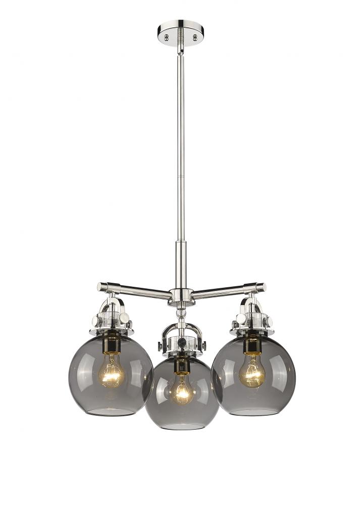 Newton Sphere - 3 Light - 21 inch - Polished Nickel - Pendant