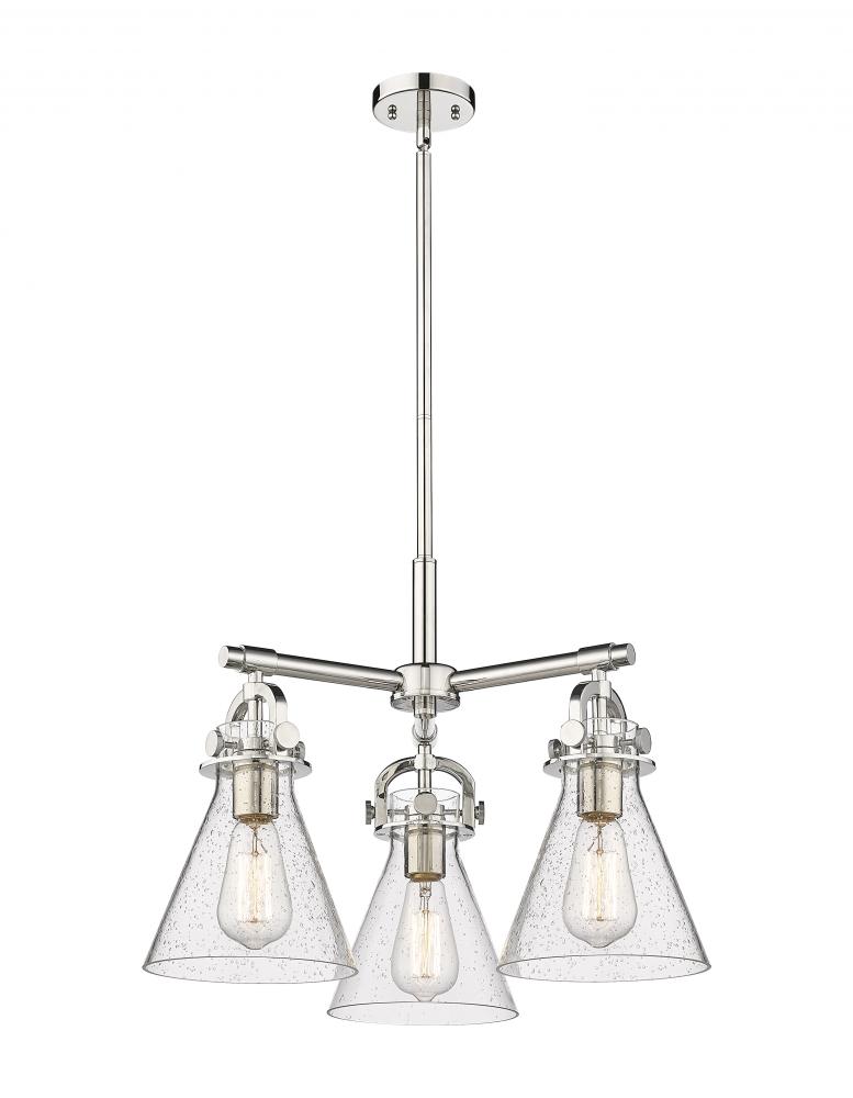 Newton Cone - 3 Light - 21 inch - Polished Nickel - Pendant