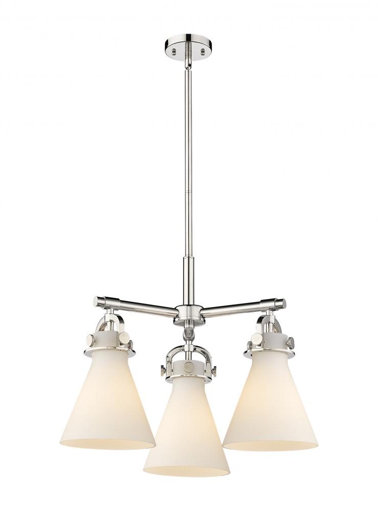 Newton Cone - 3 Light - 21 inch - Polished Nickel - Pendant