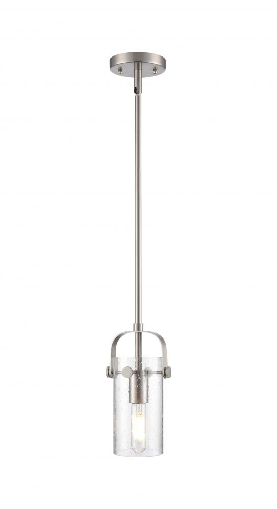 Pilaster II Cylinder - 1 Light - 7 inch Long Glass - Satin Nickel - Pendant