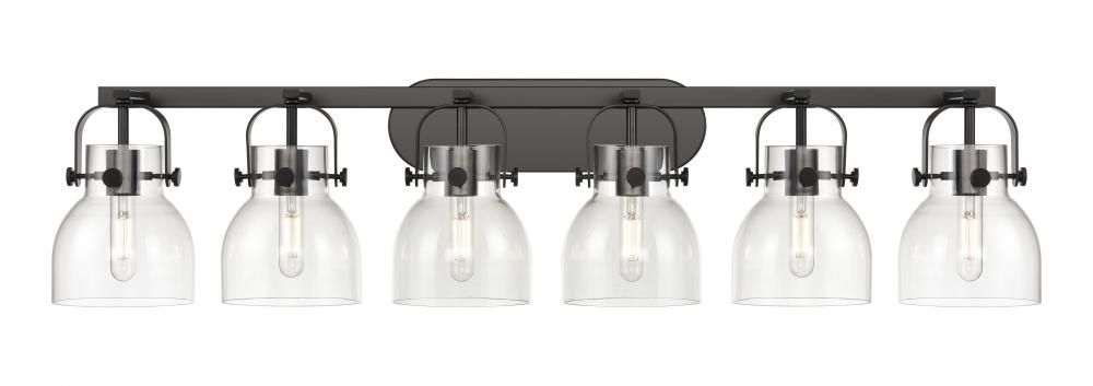 Pilaster II Bell - 6 Light - 46 inch - Matte Black - Bath Vanity Light