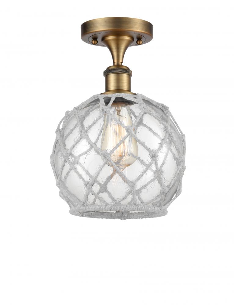 Farmhouse Rope - 1 Light - 8 inch - Brushed Brass - Semi-Flush Mount