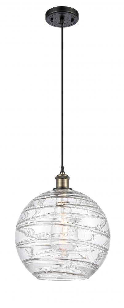 Athens Deco Swirl - 1 Light - 12 inch - Black Antique Brass - Cord hung - Mini Pendant