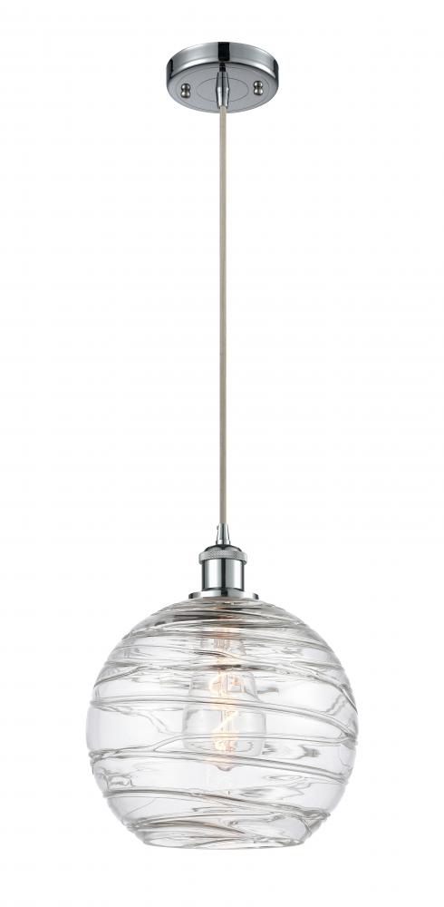 Athens Deco Swirl - 1 Light - 10 inch - Polished Chrome - Cord hung - Mini Pendant