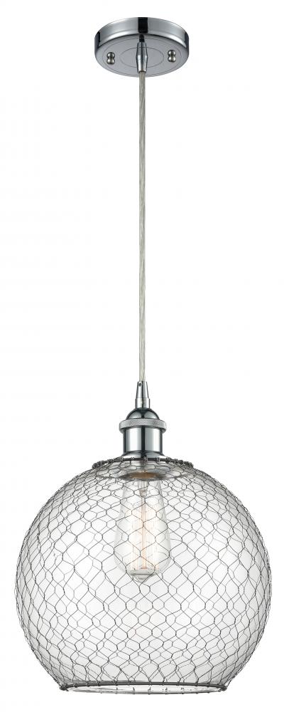 Farmhouse Chicken Wire - 1 Light - 10 inch - Polished Chrome - Cord hung - Mini Pendant