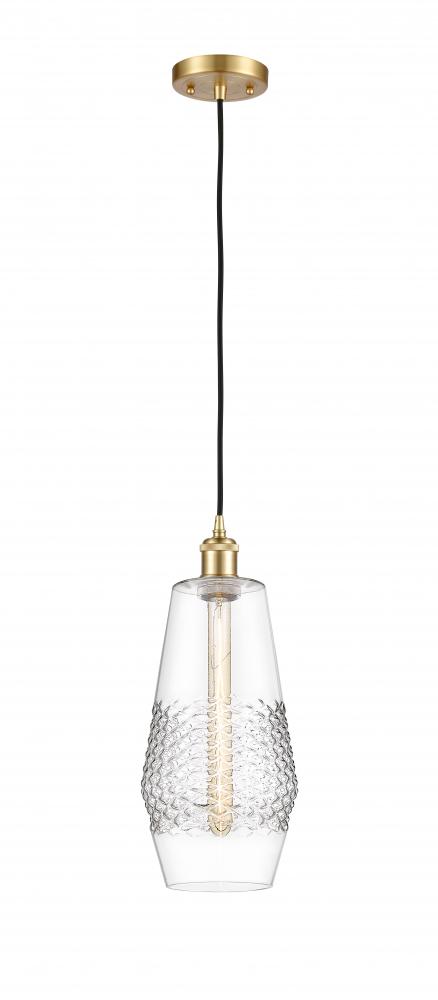 Windham - 1 Light - 7 inch - Satin Gold - Cord hung - Mini Pendant