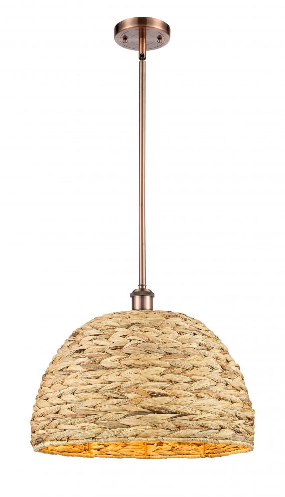 Woven Rattan - 1 Light - 16 inch - Antique Copper - Mini Pendant