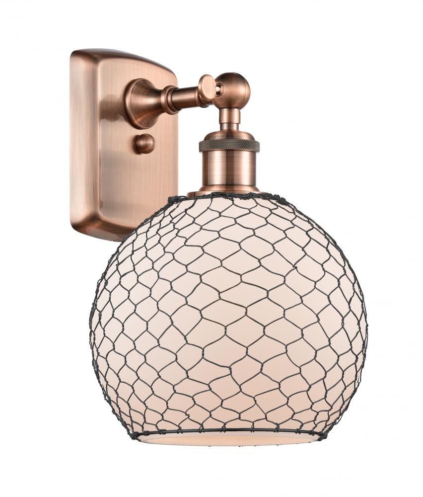 Farmhouse Chicken Wire - 1 Light - 8 inch - Antique Copper - Sconce