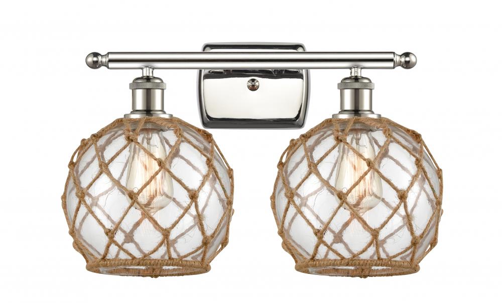 Farmhouse Rope - 2 Light - 18 inch - Polished Nickel - Bath Vanity Light