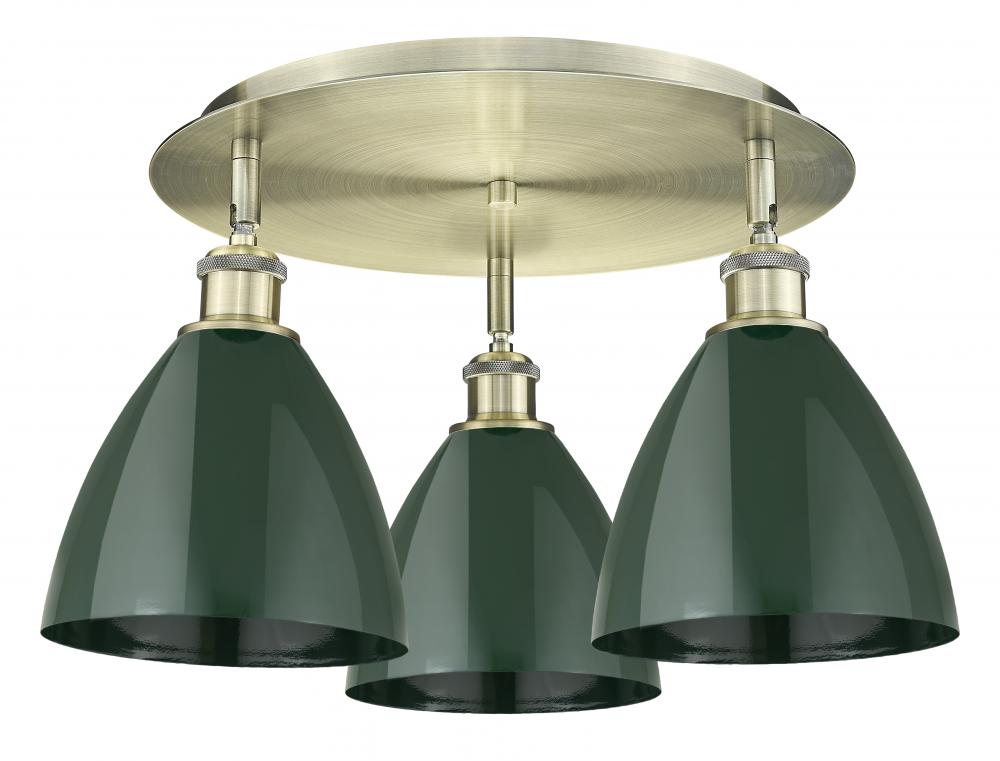 Plymouth - 3 Light - 19 inch - Antique Brass - Flush Mount