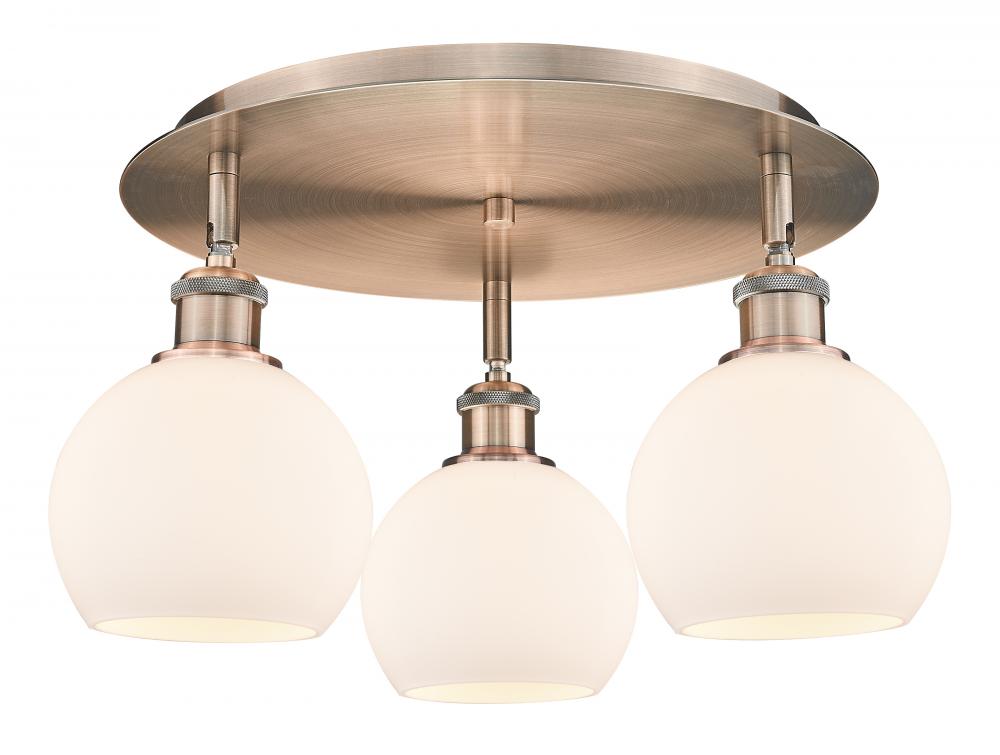 Athens - 3 Light - 18 inch - Antique Copper - Flush Mount