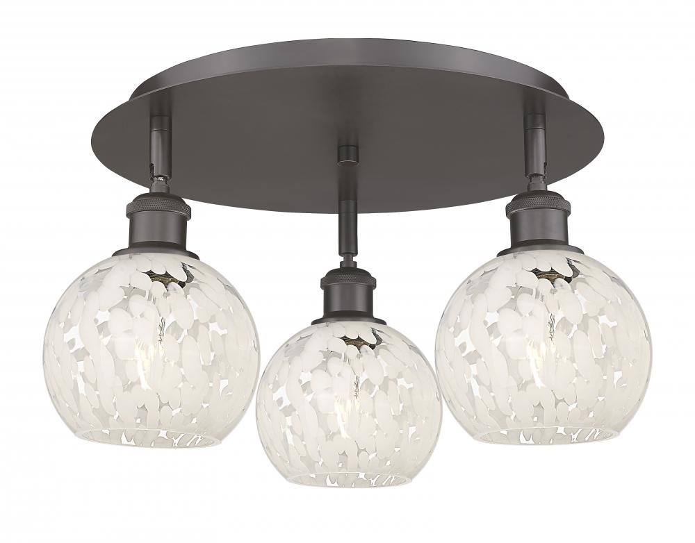 White Mouchette - 3 Light - 18 inch - Oil Rubbed Bronze - Flush Mount