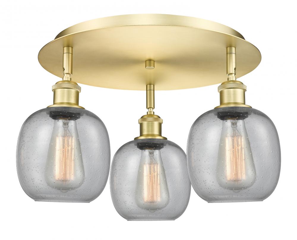 Belfast - 3 Light - 18 inch - Satin Gold - Flush Mount