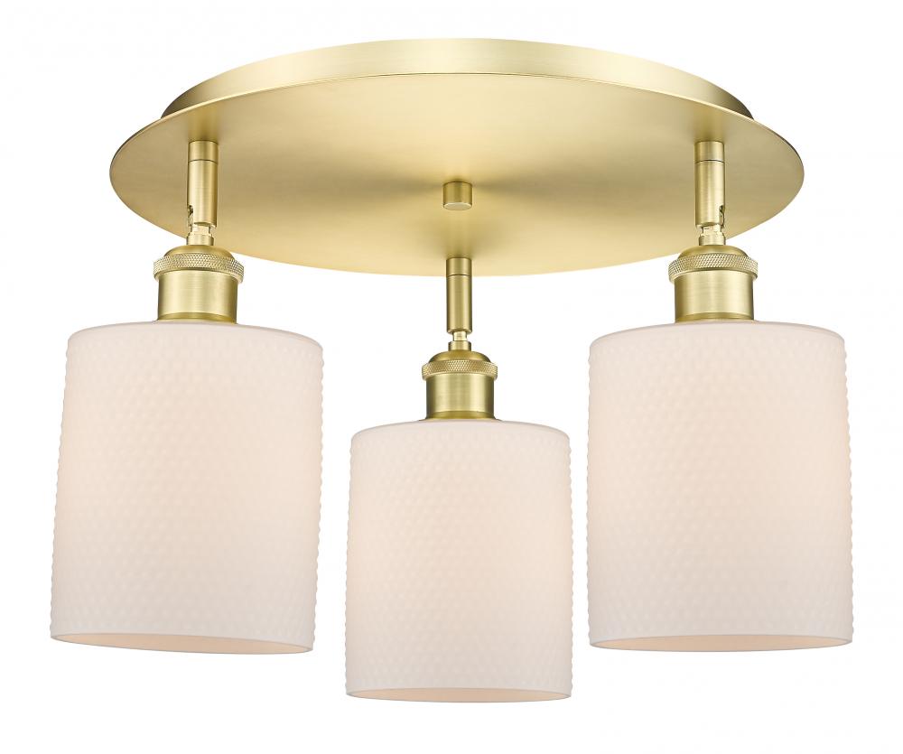 Cobbleskill - 3 Light - 17 inch - Satin Gold - Flush Mount