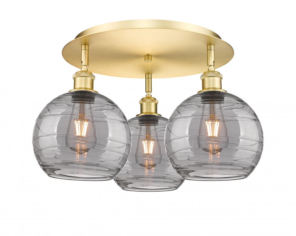 Athens Deco Swirl - 3 Light - 20 inch - Satin Gold - Flush Mount