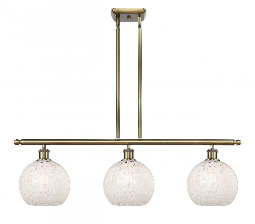 White Mouchette - 3 Light - 36 inch - Antique Brass - Stem Hung - Island Light