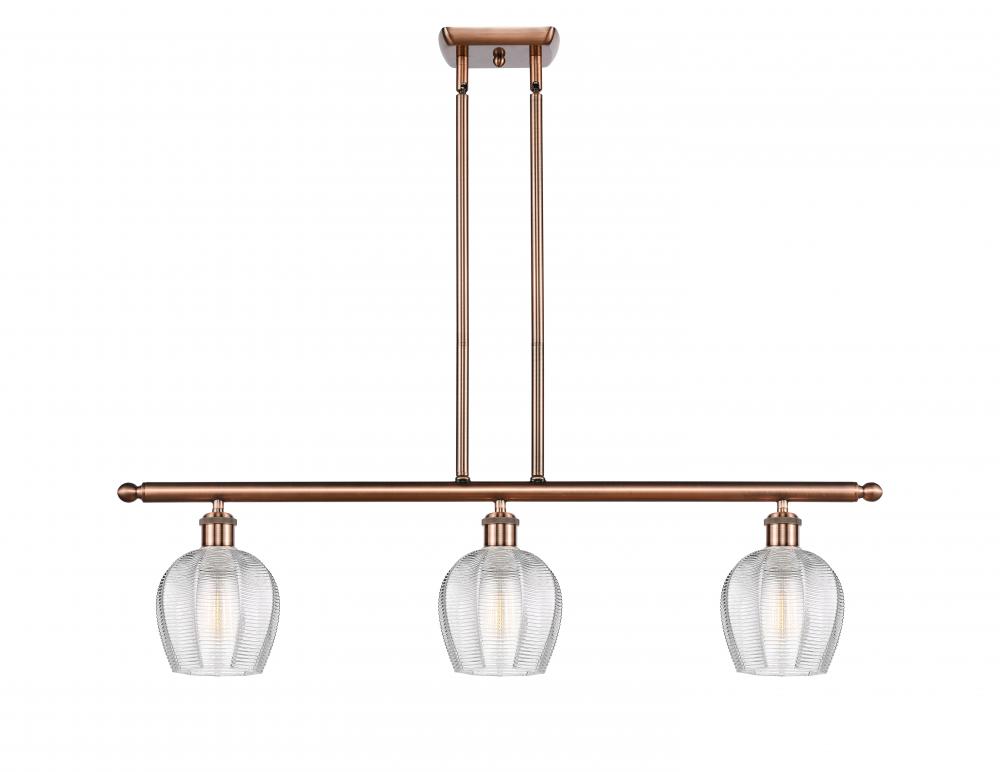 Norfolk - 3 Light - 36 inch - Antique Copper - Cord hung - Island Light