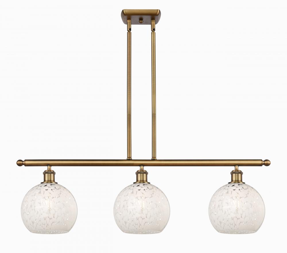 White Mouchette - 3 Light - 36 inch - Brushed Brass - Stem Hung - Island Light