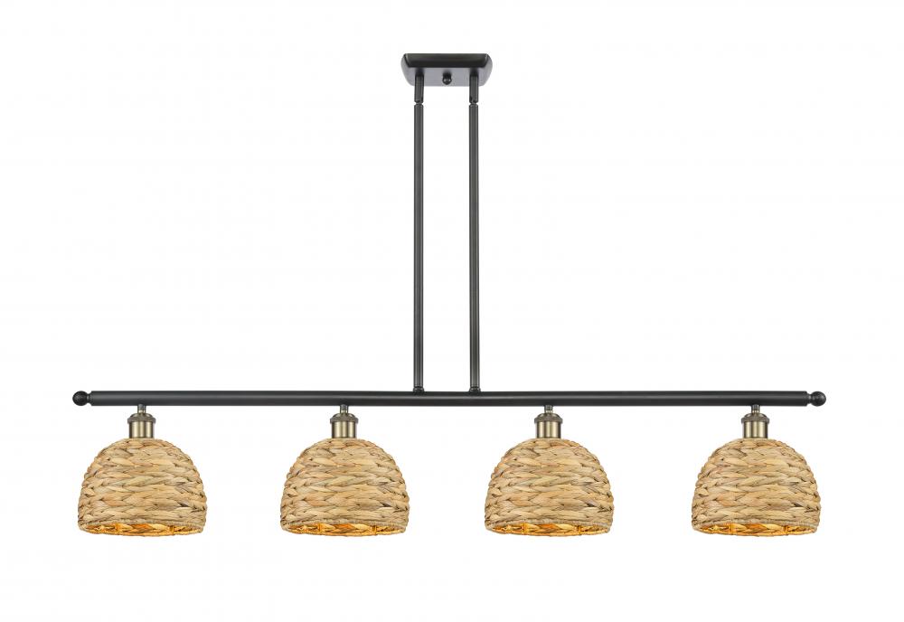 Woven Rattan - 4 Light - 48 inch - Black Antique Brass - Multi Pendant