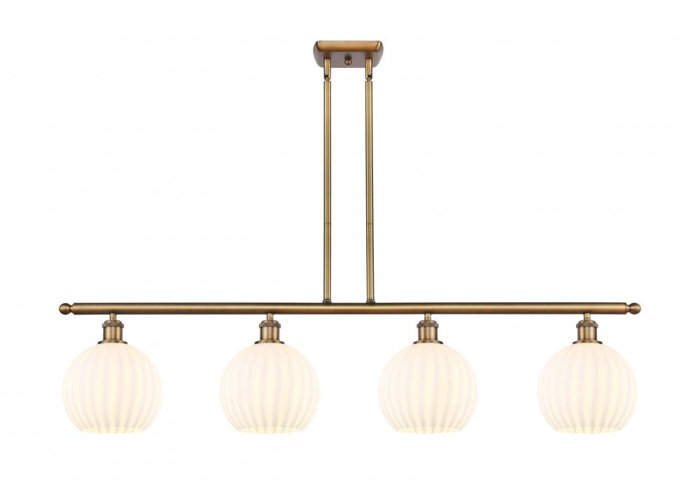 White Venetian - 4 Light - 48 inch - Brushed Brass - Stem Hung - Island Light