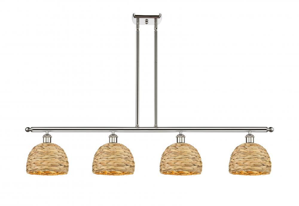 Woven Rattan - 4 Light - 48 inch - Polished Nickel - Multi Pendant