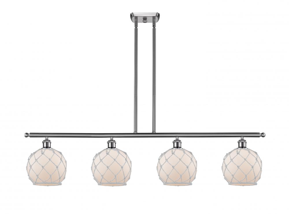 Farmhouse Rope - 4 Light - 48 inch - Brushed Satin Nickel - Cord hung - Island Light