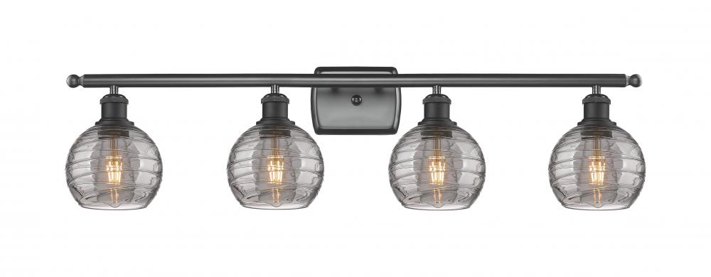 Athens Deco Swirl - 4 Light - 36 inch - Matte Black - Bath Vanity Light