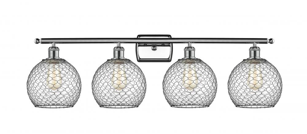 Farmhouse Chicken Wire - 4 Light - 38 inch - Polished Chrome - Bath Vanity Light