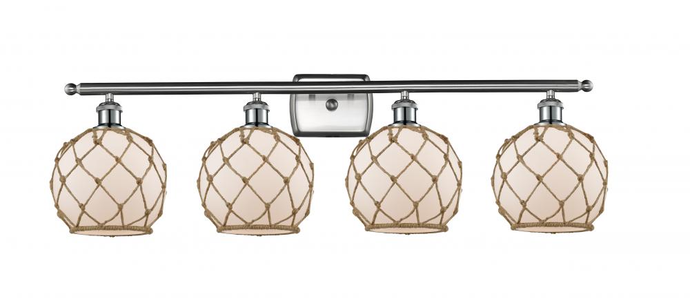 Farmhouse Rope - 4 Light - 38 inch - Brushed Satin Nickel - Bath Vanity Light