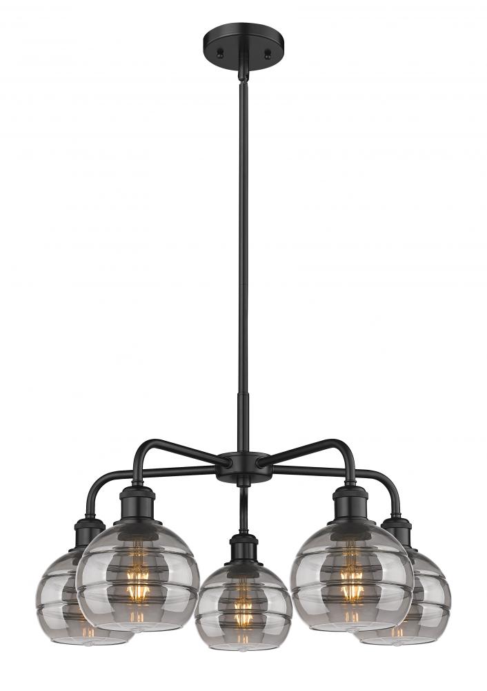 Rochester - 5 Light - 24 inch - Matte Black - Chandelier