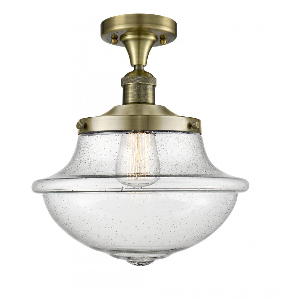 Oxford - 1 Light - 12 inch - Antique Brass - Semi-Flush Mount