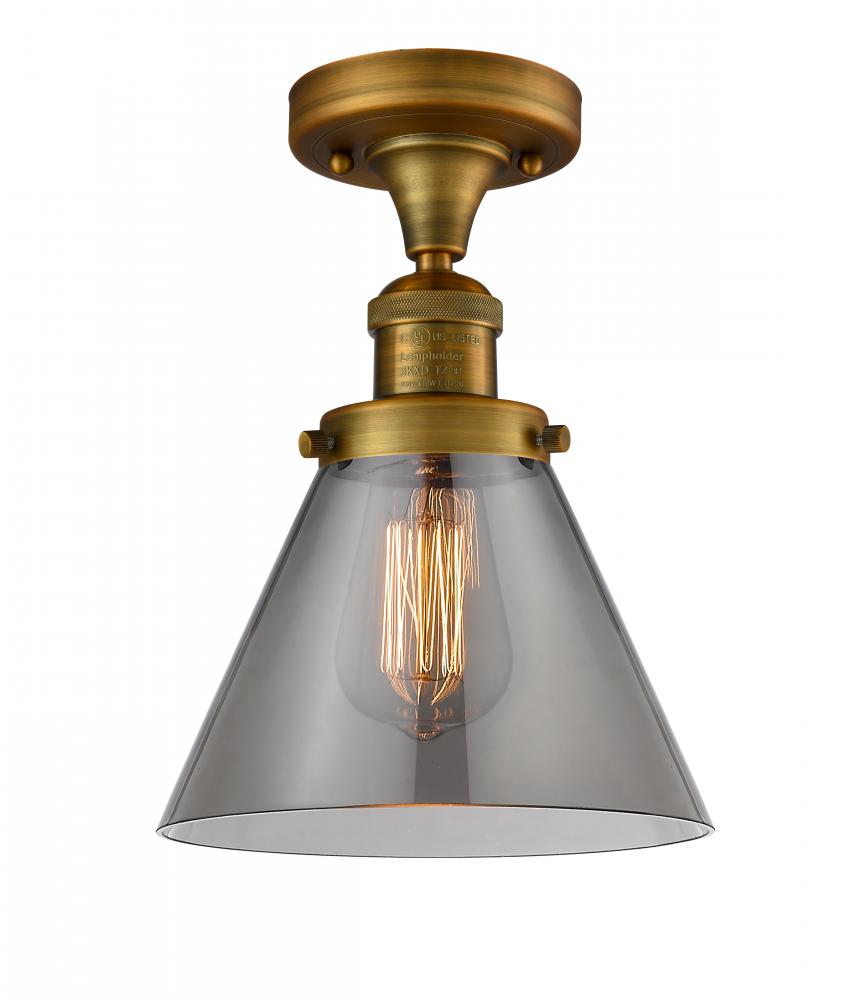 Cone - 1 Light - 8 inch - Brushed Brass - Semi-Flush Mount