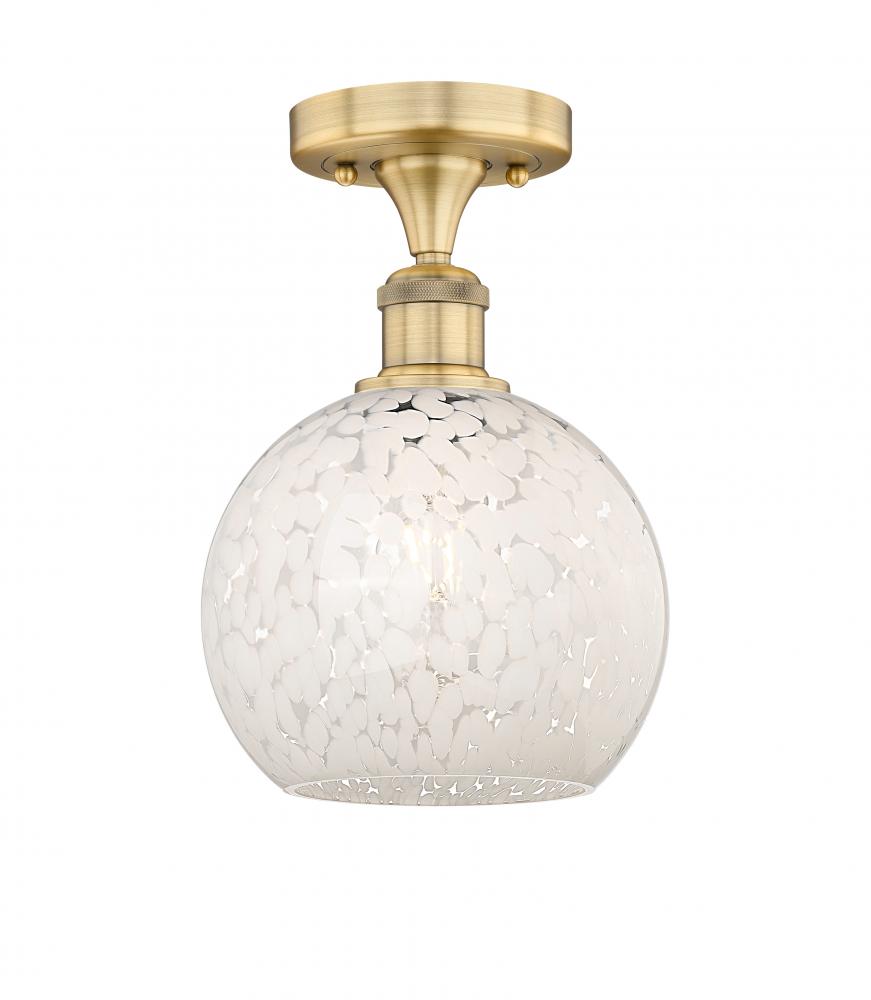 White Mouchette - 1 Light - 8 inch - Brushed Brass - Semi-Flush Mount