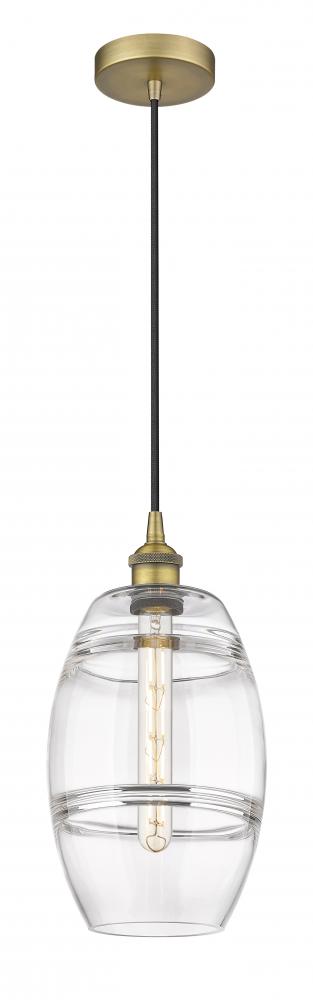 Vaz - 1 Light - 8 inch - Brushed Brass - Cord hung - Mini Pendant