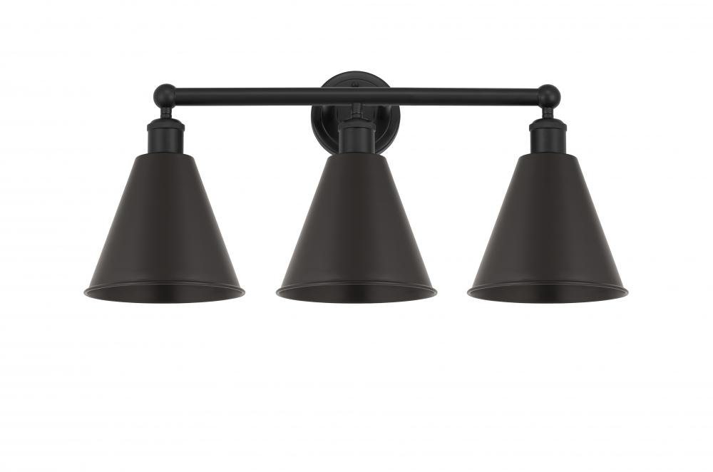 Berkshire - 3 Light - 26 inch - Matte Black - Bath Vanity Light