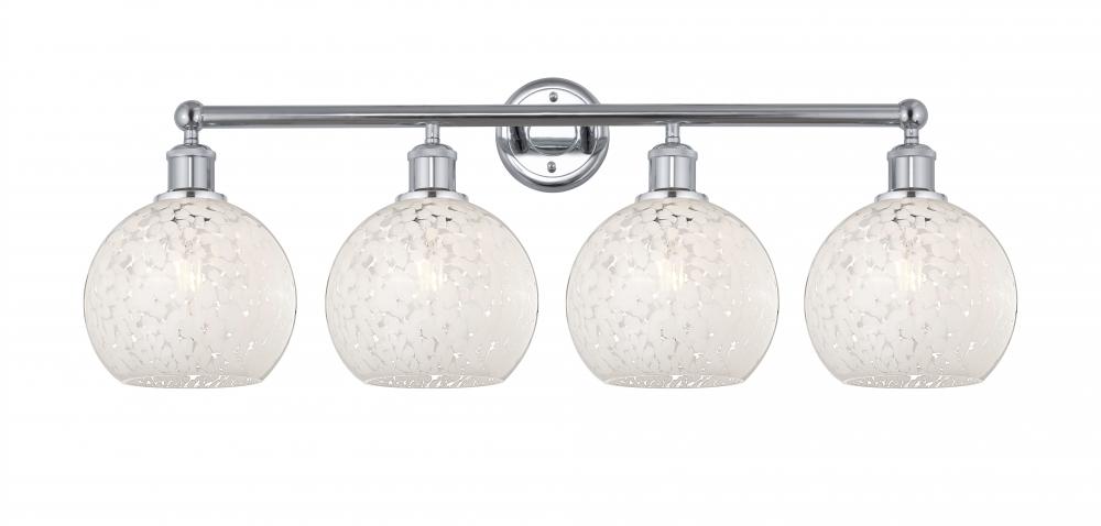 White Mouchette - 4 Light - 35 inch - Polished Chrome - Bath Vanity Light