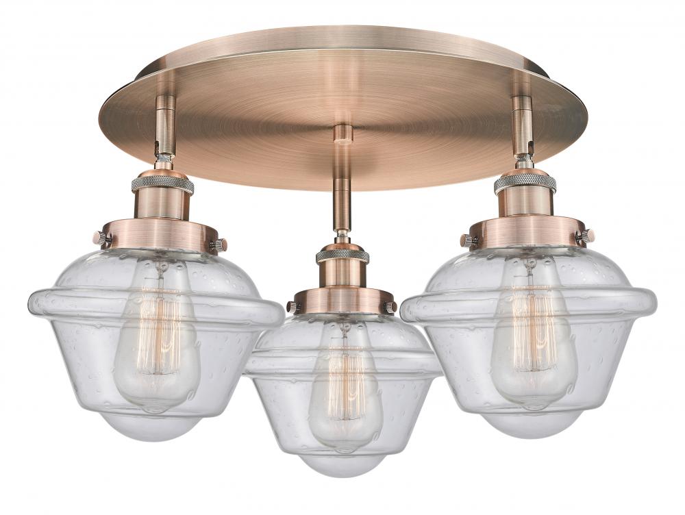 Oxford - 3 Light - 19 inch - Antique Copper - Flush Mount