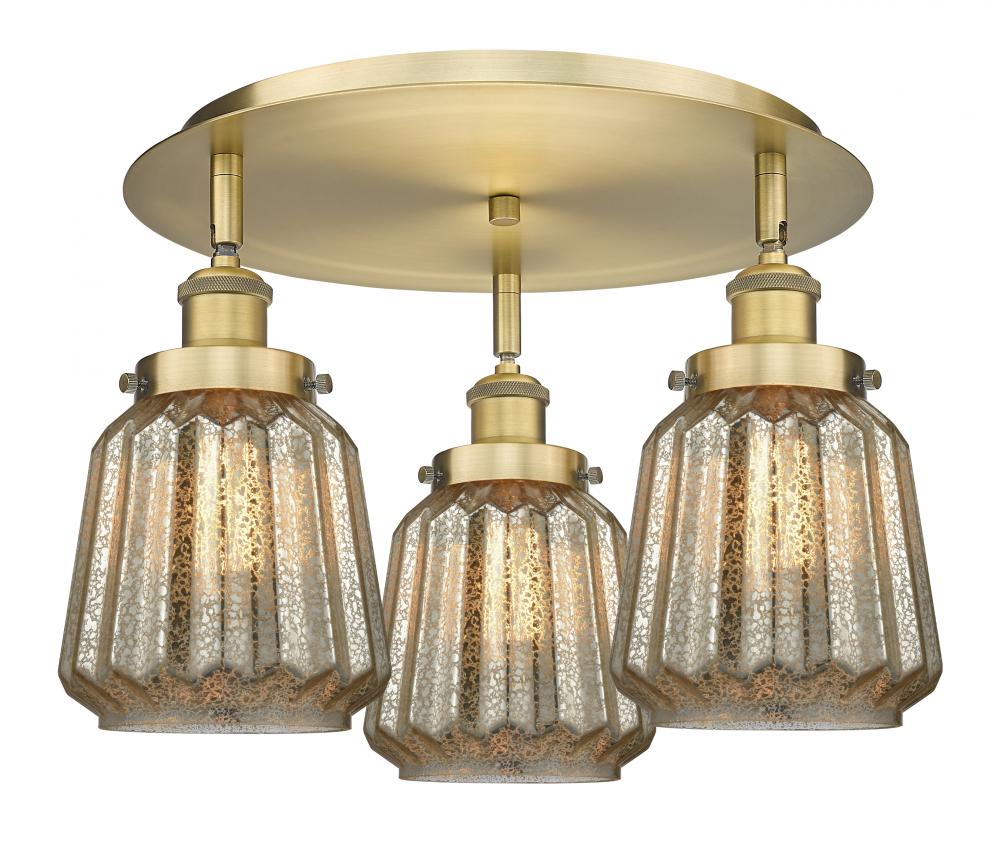 Chatham - 3 Light - 19 inch - Brushed Brass - Flush Mount