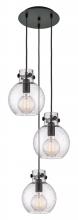 Innovations Lighting 113-410-1PS-BK-G410-8SDY - Newton Sphere - 3 Light - 16 inch - Matte Black - Cord hung - Multi Pendant