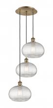 Innovations Lighting 113B-3P-AB-G555-10CL - Ithaca - 3 Light - 17 inch - Antique Brass - Cord hung - Multi Pendant