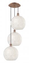 Innovations Lighting 113B-3P-AC-G1216-12WM - White Mouchette - 3 Light - 19 inch - Antique Copper - Cord Hung - Multi Pendant