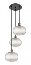 Innovations Lighting 113B-3P-BAB-G555-10CL - Ithaca - 3 Light - 17 inch - Black Antique Brass - Cord hung - Multi Pendant