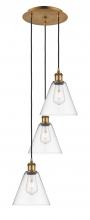 Innovations Lighting 113B-3P-BB-GBC-82 - Berkshire - 3 Light - 15 inch - Brushed Brass - Cord Hung - Multi Pendant