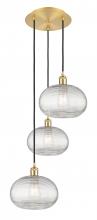 Innovations Lighting 113B-3P-SG-G555-10CL - Ithaca - 3 Light - 17 inch - Satin Gold - Cord hung - Multi Pendant