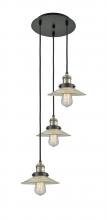 Innovations Lighting 113F-3P-BAB-G2 - Halophane - 3 Light - 16 inch - Black Antique Brass - Cord hung - Multi Pendant