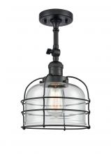 Innovations Lighting 201F-BK-G72-CE - Bell Cage - 1 Light - 9 inch - Matte Black - Semi-Flush Mount