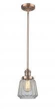 Innovations Lighting 201S-AC-G142-LED - Chatham - 1 Light - 7 inch - Antique Copper - Stem Hung - Mini Pendant