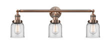 Innovations Lighting 205-AC-G52-LED - Bell - 3 Light - 30 inch - Antique Copper - Bath Vanity Light